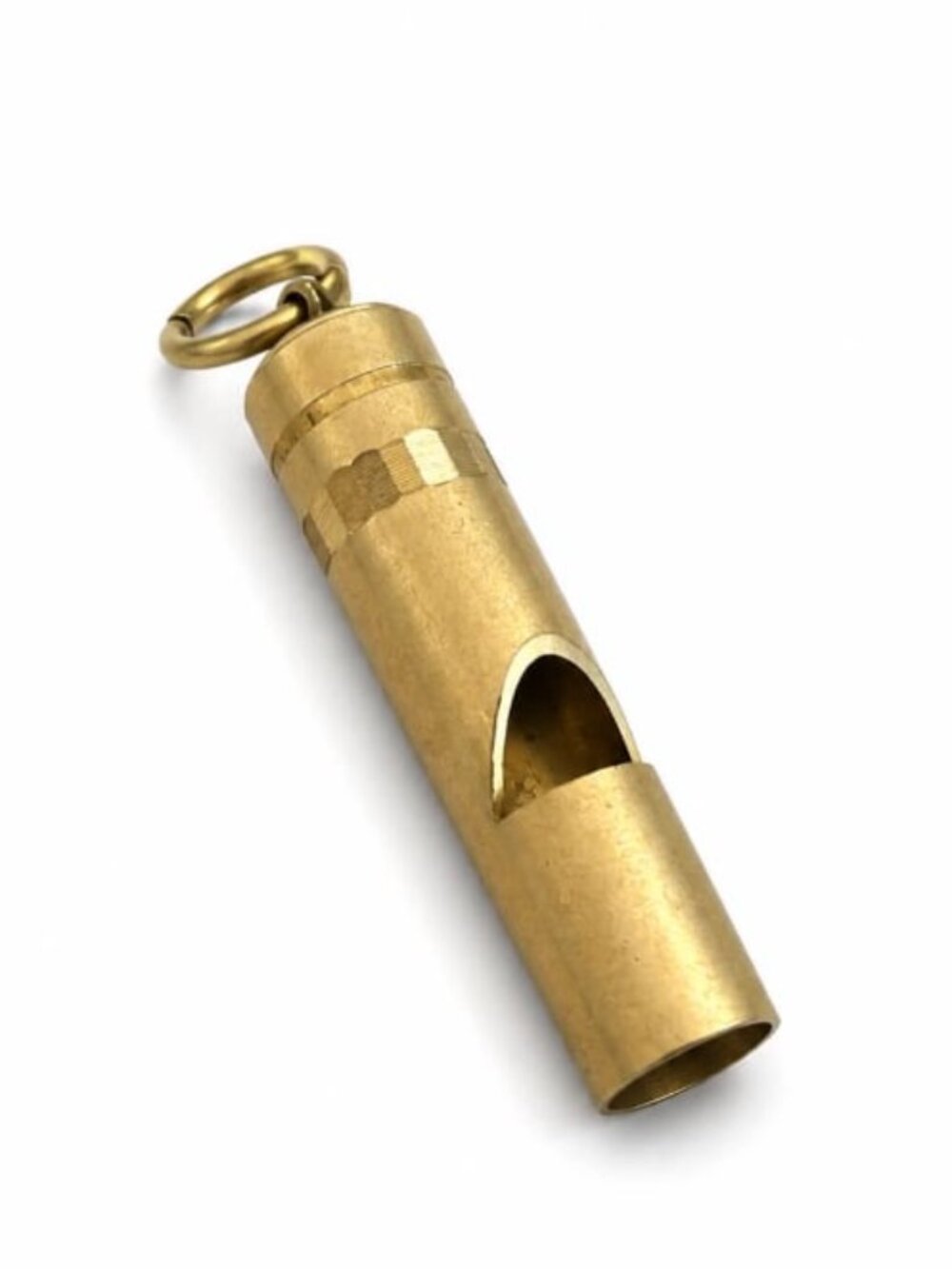 Antiqued Brass Cylinder Whistle Charm Key Ring Accent #121